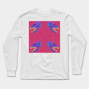 Diaphonized Hyena Skull Gold Teeth Raspberry Long Sleeve T-Shirt